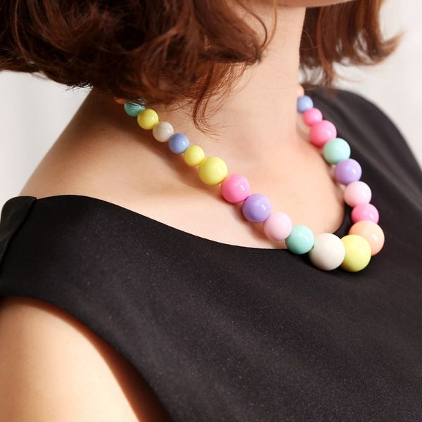 

selling fashion new jewelry spring children's necklace bracelet suit resin color plastic ball kids princess necklace gift, Silver