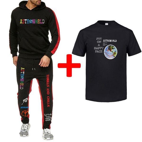 

travis scott pants astroworld tracksuits mens hoodies pants tshirts 3pcs suits spring summer suits, Gray