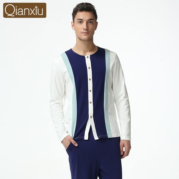 

qianxiu pijama hombre men kintted modal cotton brand clothing plus size pyjamas man, Black;brown