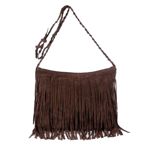 

adisputent 2018 fashion women's suede weave tassel shoulder bag sac a main women bag fringe handbags