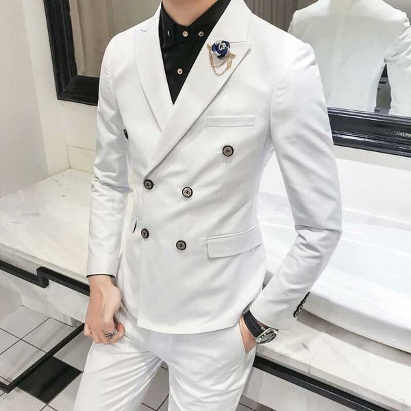 

white men suits for wedding groom tuxedo peak lapel latest design costume homme 2piece coat pants slim fit terno masculino trajes de hombre, Black;gray