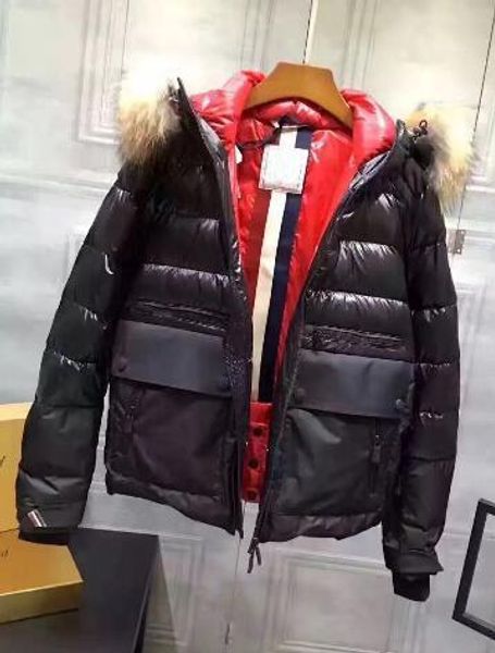 

fashion winter down parka jackets men bomber collar with zippers goose jacket chilliwackbomber warm coat outdoor coats high quality, Black