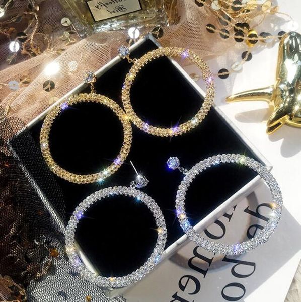 

circle big earrings designer design women personality round crystal earrings net red earrings fashion trend gold/silver jewelry