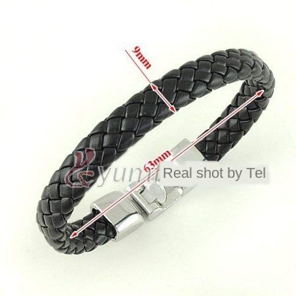 

accessories versatile men's and women's woven pu leather rope bracelet, Black