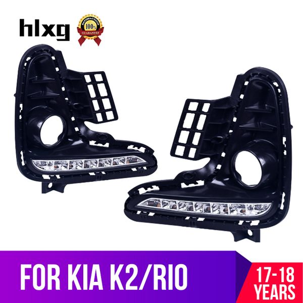 

hlxg 12v led drl car daytime running light daylight for kia k2 2011- 2014 yellow turning signal style relay waterproof abs