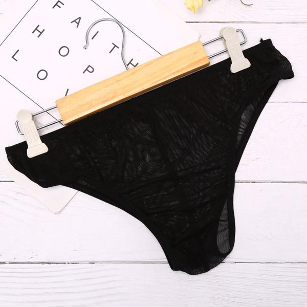 

men's mesh panties low waist underwear soft breathable knickers short briefs, Black;white