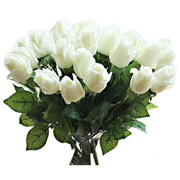 

fashion-10 pcs new beautiful real touch rose bud latex artificial flower for home wedding party living room decoration bouquet f