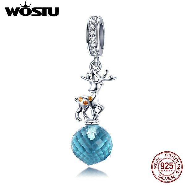 

wostu аутентичные 925 blue sky charm fit браслет ожерелье sterling silver star чувствительная оригинальный подарок ювелирных изделий cqc1010, Bronze;silver
