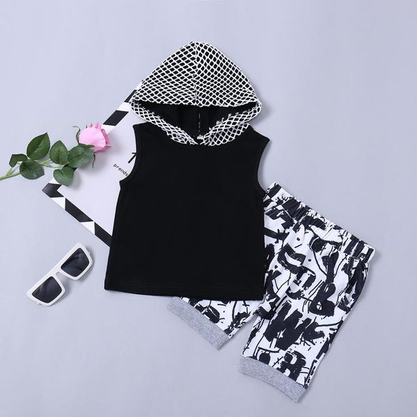 

2020 летняя мальчики одежда set мода камуфляж tie рукавов футболки + шорты двухсекционный костюм детские спортивные костюмы спортивная одежд, White