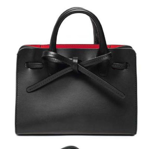 

new tote bag mini contrasting european and american fashionable leather handbag handbag bow pull strap bag