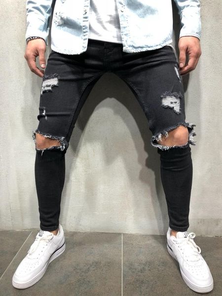

new men shorts hole water thin low waist youth fashion retro old, Blue
