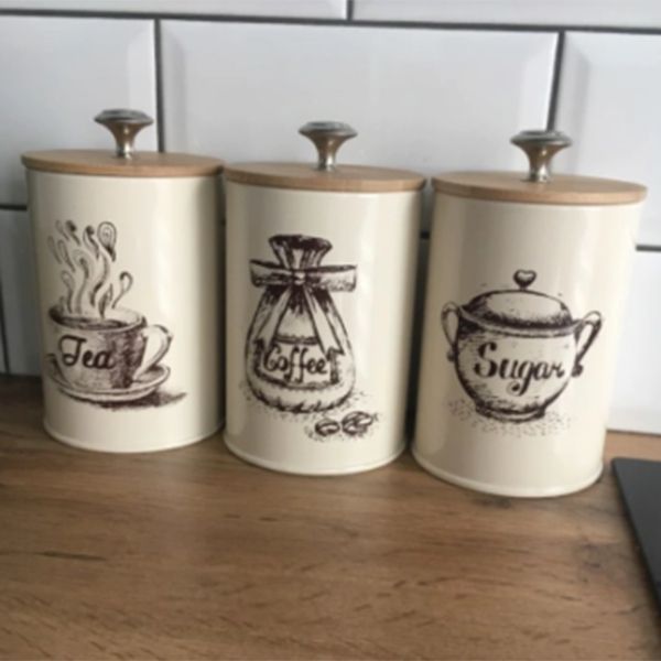 

3pcs/set storage tanks kitchen utensils multifunction tea coffee sugar box case tea caddies