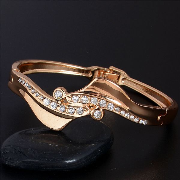 

hesiod romantic for women bohemia luxury gold color rhinestone alloy bangle/bracelets austrian crystal pulseiras, Black