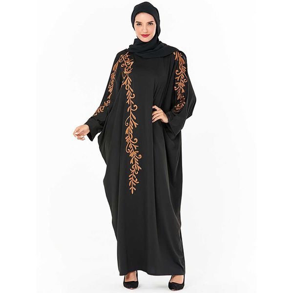 

middle eastern women's robe bat sleeve long sleeve button embroidered dress muslim saudi arabia dubai travel fatty fat dress, Red