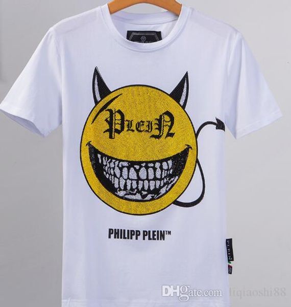 

new men's t-shirt short-sleeved cotton skull print t-shirt round neck slim t-shirt men's fashion pullover skateboard g64, White;black