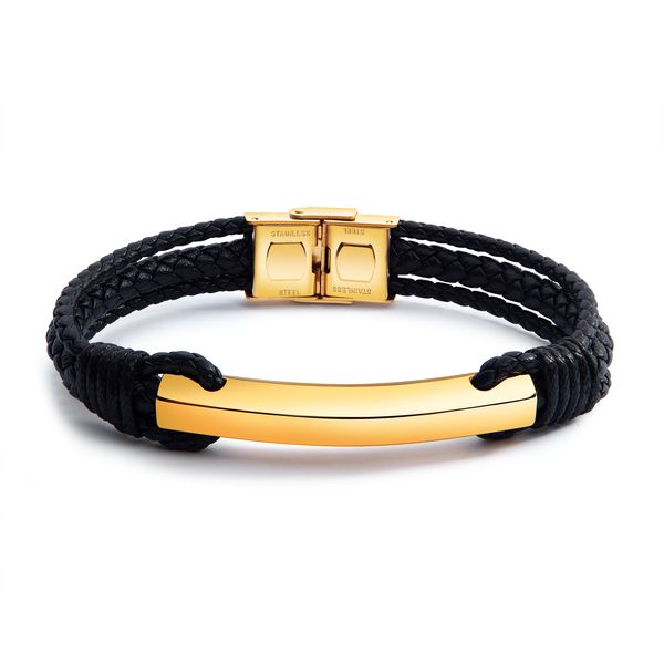 

pu leather bracelets for men titanium steel multi-layer braided leather bracelet hand chain mens jewelry for boys gifts, Golden;silver