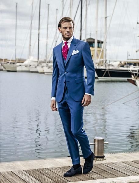 

three piece royal blue evening party men suits peak lapel trim fit custom made wedding tuxedos (jacket + pants + vest+tie)w:075, Black;gray