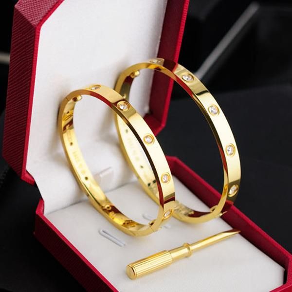 

Fa hion love crew bangle new 18k gold ro e 316l titanium teel crew bangle bracelet with crewdriver and original box never ru t or fade