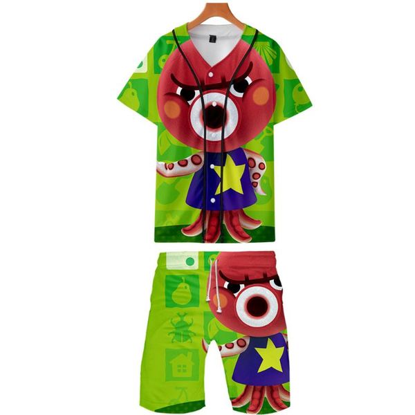 

animal crossing 3d printed two piece set summer baseball t-shirts+casual shorts fashion 2020 trendy streetwear clothes, Gray