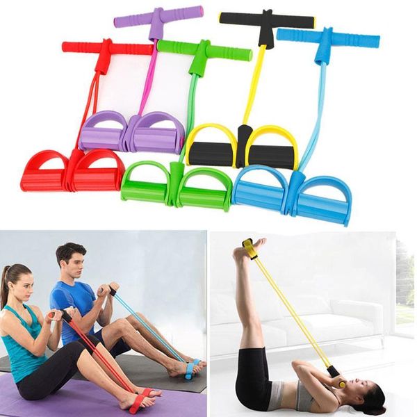 

2-tube fitness foot pedal pull rope resistance bands exercise sit-up thin waist yoga fitness