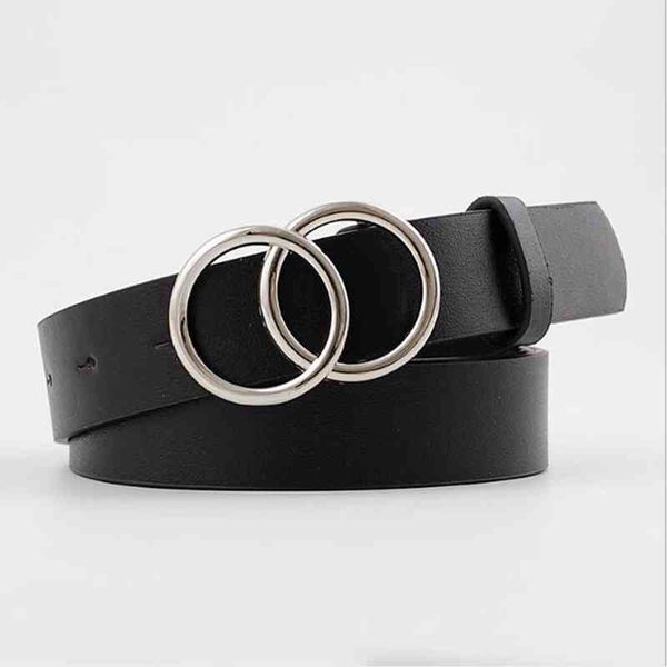 

fashion double round belt gold silver buckle waist belts for women leather belt ladies jeans dress accessories ceinture femme, Black;brown