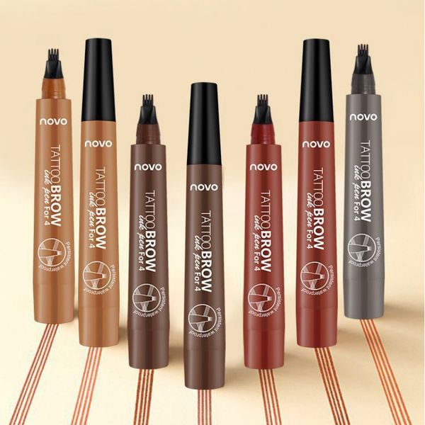 

2019 new tattoo eyebrow pencils waterproof fork tip eyebrow tattoo pen 4 head fine sketch enhancer cosmetics