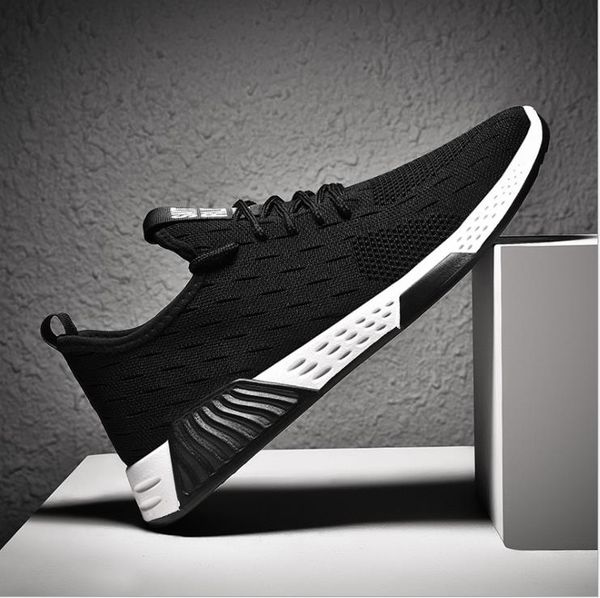 

autumn breathable mesh casual shoes flying fabric trend sports wild, Black