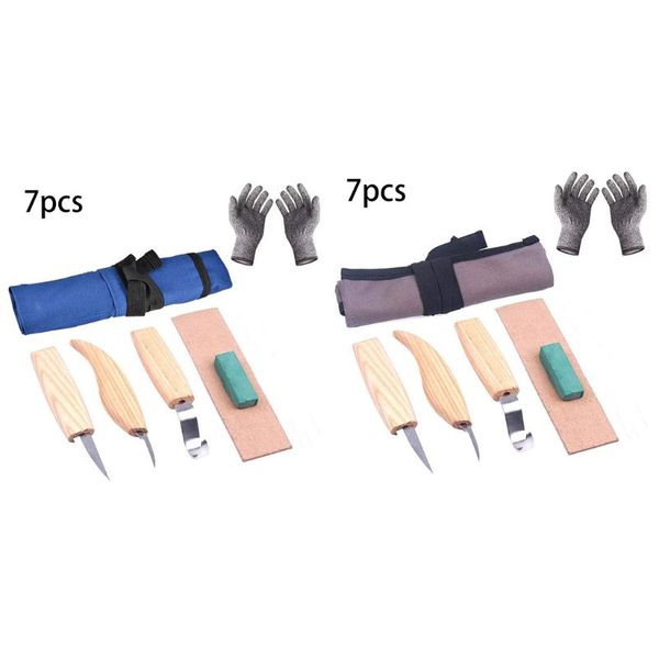 

6pcs woodcarving cutter set diy chisel chip knives with cut-proof gloves tools