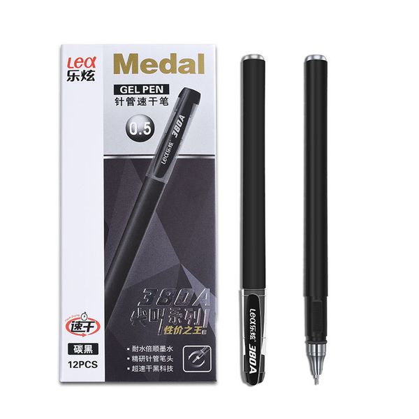 

12 pcs one second quick-drying hand office quick-drying pen 0.5 black plastic student gel pen