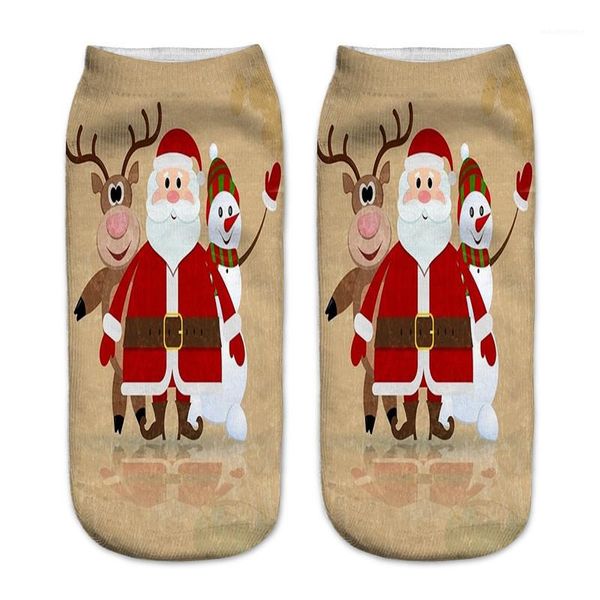 

santa claus milu deer print sock slippers donna casual hosiery merry christmas print womens sock fashion, Black;white