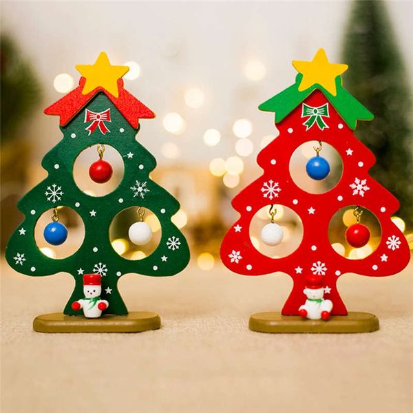 Presentes árvore de Natal Ornamento Mini Cartão pintado de madeira de Ano Novo para a parede Porta Ano Novo Decoração Hanging Xmas