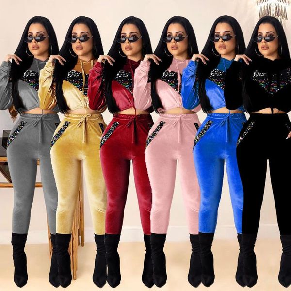 

2020 autumn winter women long-sleeved sweater joggers pants suit two pieces set fashion sportswear tracksuit outfit#0130g10, White;black