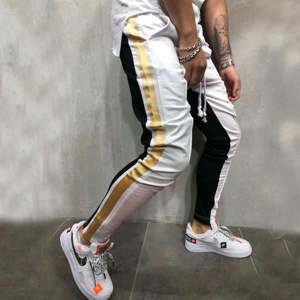 

tether казуального sweatpants мужчину дизайнер карандаш брюки muscle brothers color matching хип-хоп маленькие ноги мужской, Black