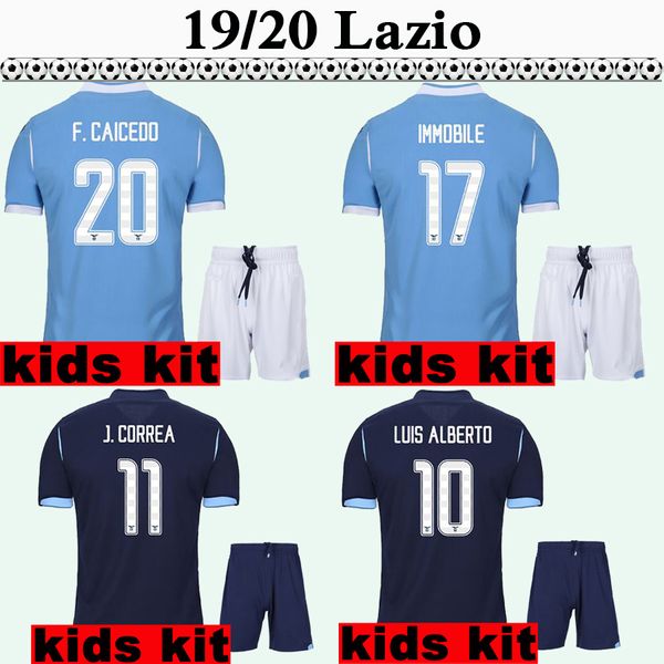 

19 20 lazio luis alberto kids kit soccer jerseys ramos wallace immobile home blue 3rd black child football shirts j.correa short sleeve