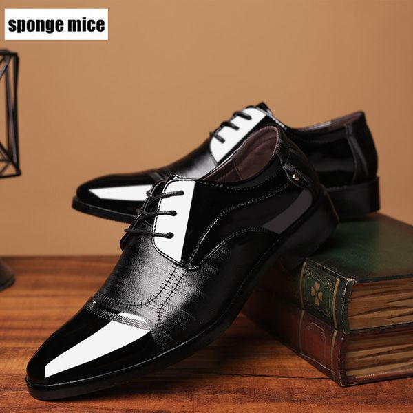 

new men's dress shoes fashion pu leather shoes men brands wedding oxford luxury men breathable formal footwear a57, Black