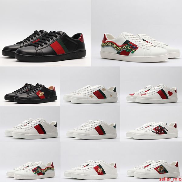 

2020 ace designer shoes men women luxury triple black white leather casual shoes vintage star stripe snake bee sneakers platform trainers