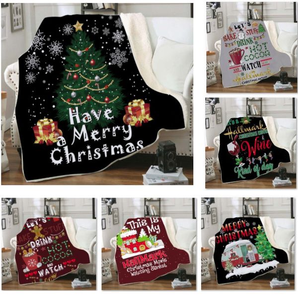 

3d double christams blanket for kids printing fleece warm soft blankets cloak cape shawl sofa throw blanket hh9-2486