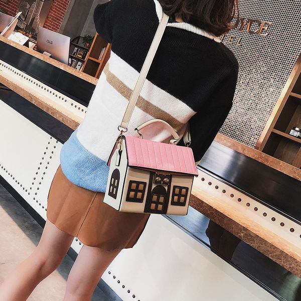 

2020 new ladies shoulder bag pu korean fashion trend diagonal diagonal cute little house bag personality female
