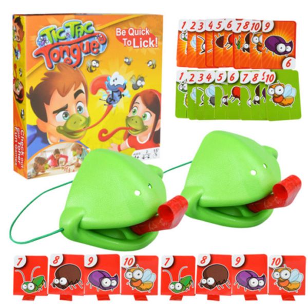 

tongue tic-tac chameleon frog mouth take card tongue funny board game for family party toy be quick to lick cards toy set y200428