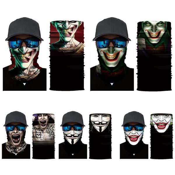 

black breathable outdoor sports ghost printed face mask cycling riding headband scarf face shield biker masks moto accessories
