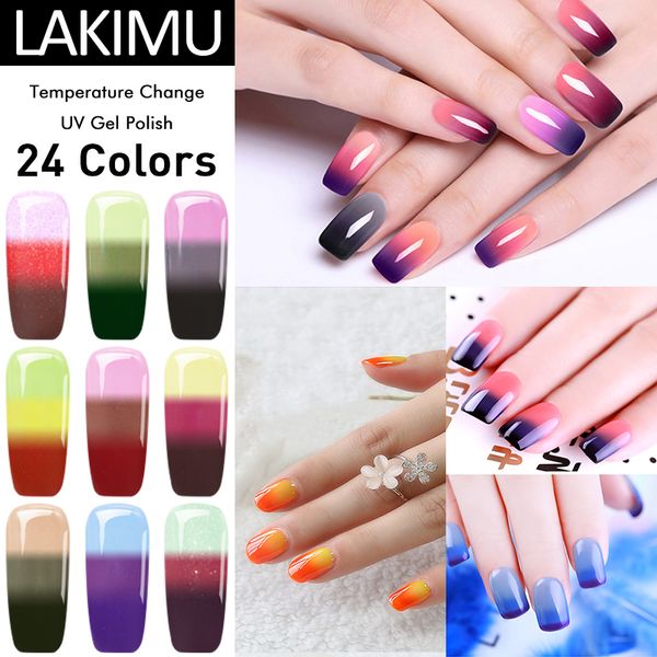 

lakimu 24 color varnishes hybrid gel nail polish uv led semi permanent gel lacquer ordinary nail polish primer need coat, Red;pink