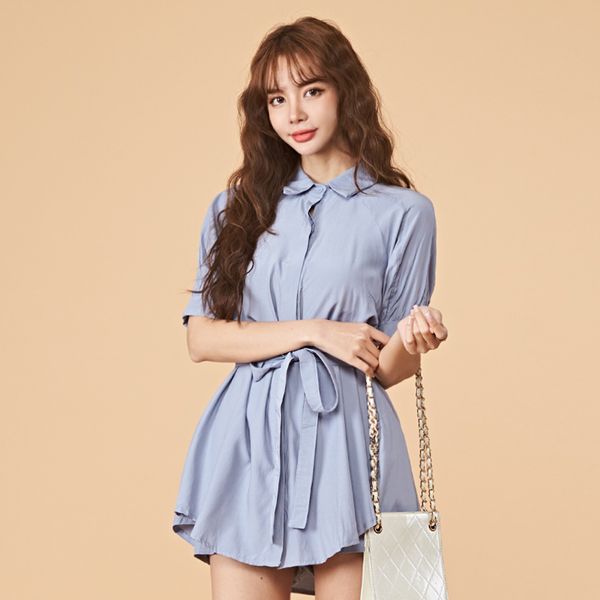 

two piece dress 2021 korean fashion summer women set chiffon lace-up lapel shirt + high waist slim shorts suits casual outfits, White