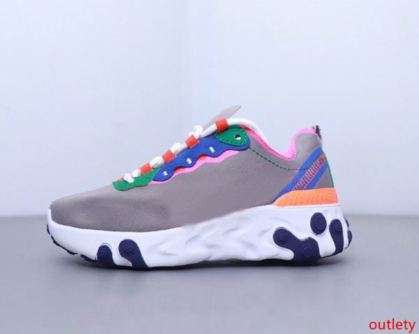

2019 новый react element 87 55 синие подошвы тренер дети кроссовки мальчик девочка молодежь малыш спорт кроссовки размер 28-35