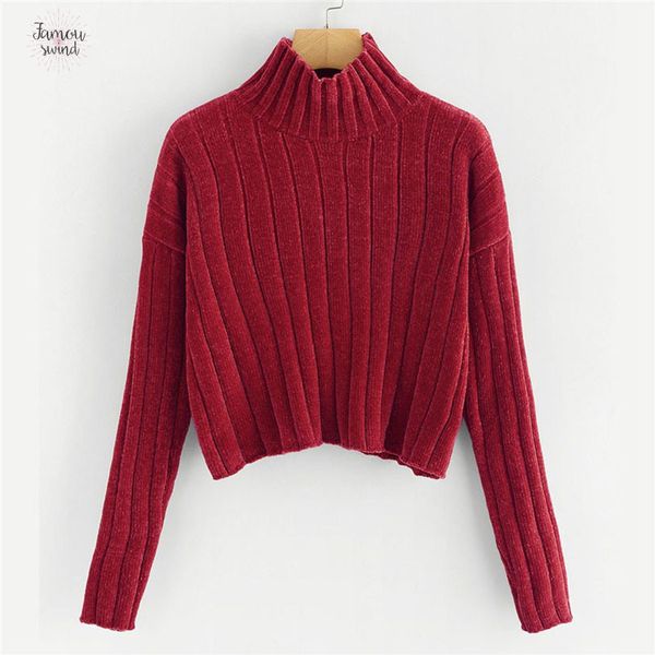 

black high neck sweaters crop female autumn ladies sweater ginger girls pullover winter jumper women clothes, White;black