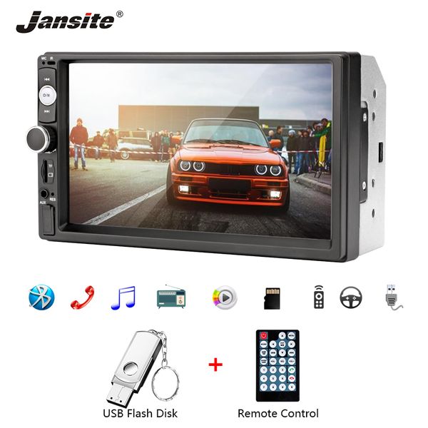 

jansite 7" car radio mp5 touch screen player with backup camera bluetooth stereo radio car multimedia player reverse image 50w*4