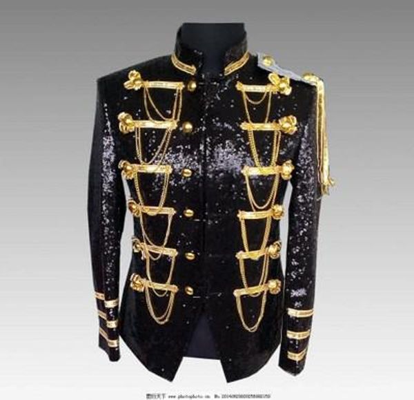 

steampunk men's polished jackets metal decoration coats shining color costume clothing, Black;brown