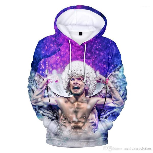 

толстовки мужская одежда осень 3d принт мода толстовки с длинными рукавами топы бокс хабиб нурмагомедов дизайнер, Black