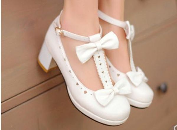 

2019 women's shoes in spring and autumn with new style middle heel coarse heel round head bowknot@8024, Black