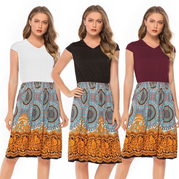 

женские дизайнерские печатные повседневные dresskcd5, Black;gray