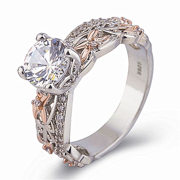

fashion silver and rose gold diamond finger rings wedding crystals ring for women jewelry female accessories